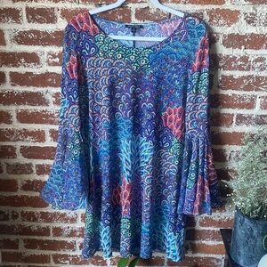 Roz&Ali long sleeve dress with bell sleeves